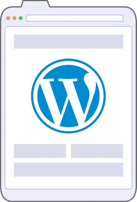 An illustration of a browser window displaying the WordPress logo